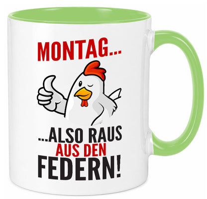 Montag raus ausden Federn | Hühnerstall Bauer lustiger Spruch Geschenk Humor Tasse
