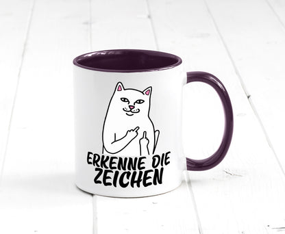 Erkenne die Zeichen | Katze Schatten Mittelfinger Geschenk Tierliebhaber Humor