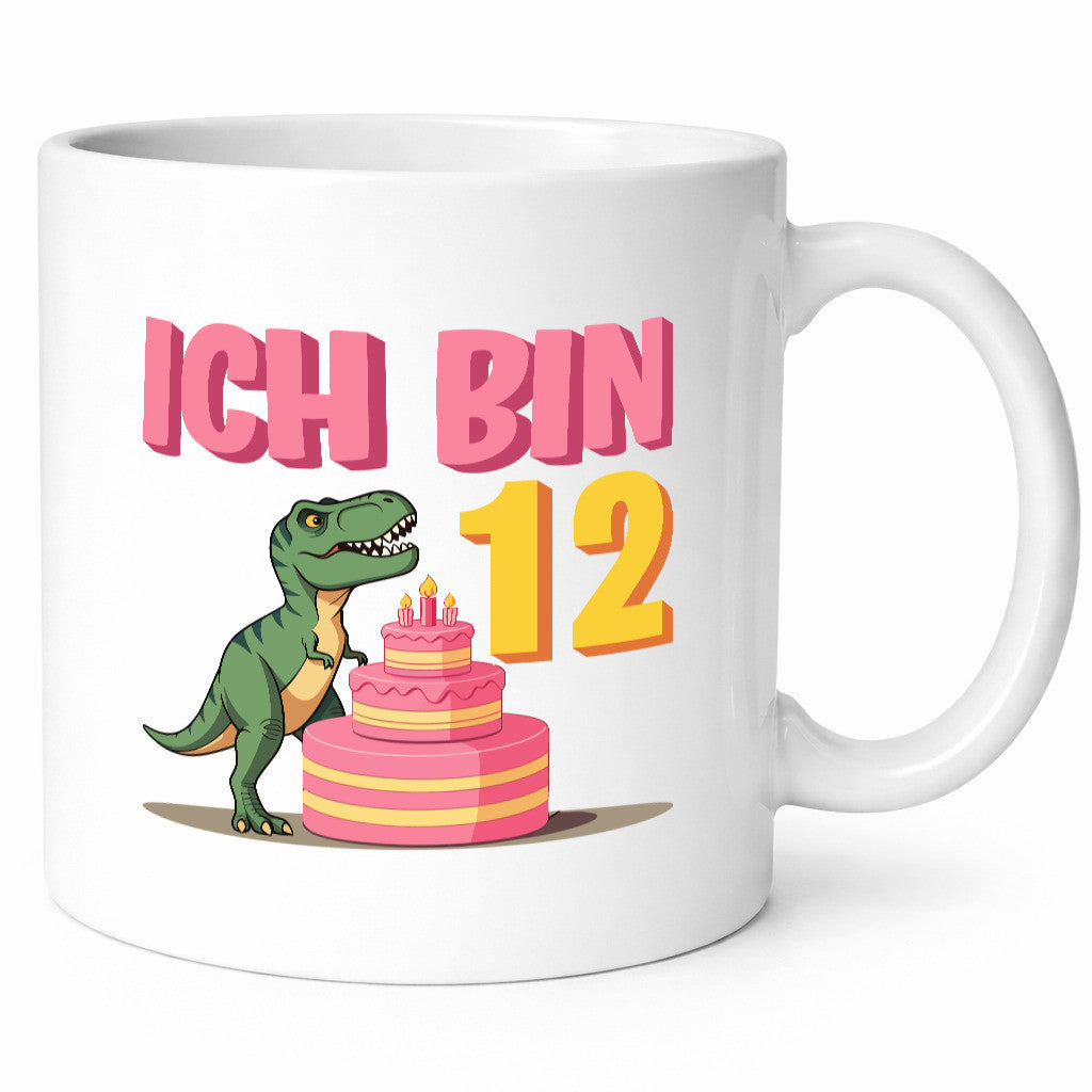 12 Geburtstag | Jahre Dinosaurier mit Kuchen Geschenkidee Humor Tasse