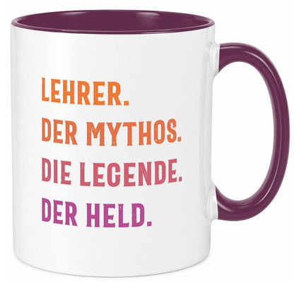 Lehrer, Mythos, Legende, Held Humor Geschenkidee Tasse