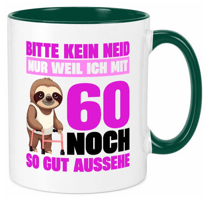 60. Geburtstag | Bitte kein neid Faultier 60 Jahre v2 Geschenk Geschenkidee Tasse