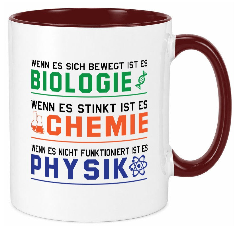 Biologie, Chemie, Physik | Reagenzglas lustig Humor Geschenkidee Geschenk Tasse