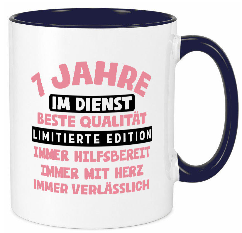 7 Jahre im Dienst | Jubiläum Arbeit v11 lustiger Spruch Geschenk Kollegen Büro Tasse