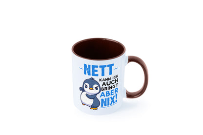 Nett kann ich auch | lustige Spruchtasse Pinguin Geschenk Humor Geschenkidee