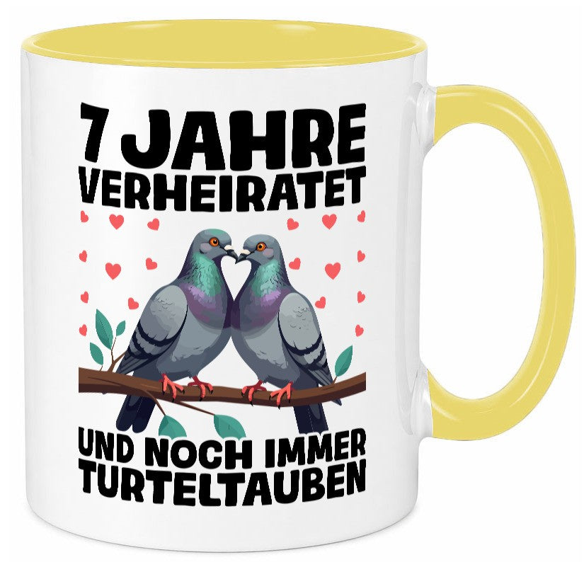 7 Jahre verheiratet | Turteltauben Ehe Ehepaar Geschenkidee Humor Tasse