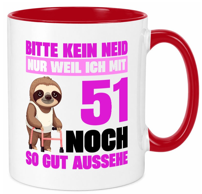 51. Geburtstag | Bitte kein neid Faultier 51 Jahre lustig Geschenkidee Geschenk Tasse