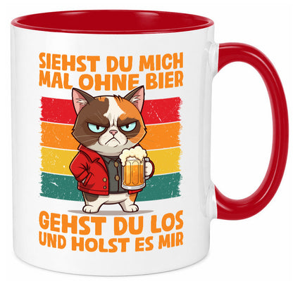 Siehst du mich ohne bier | Katze Biertrinker Geschenk Tierliebhaber Humor Tasse