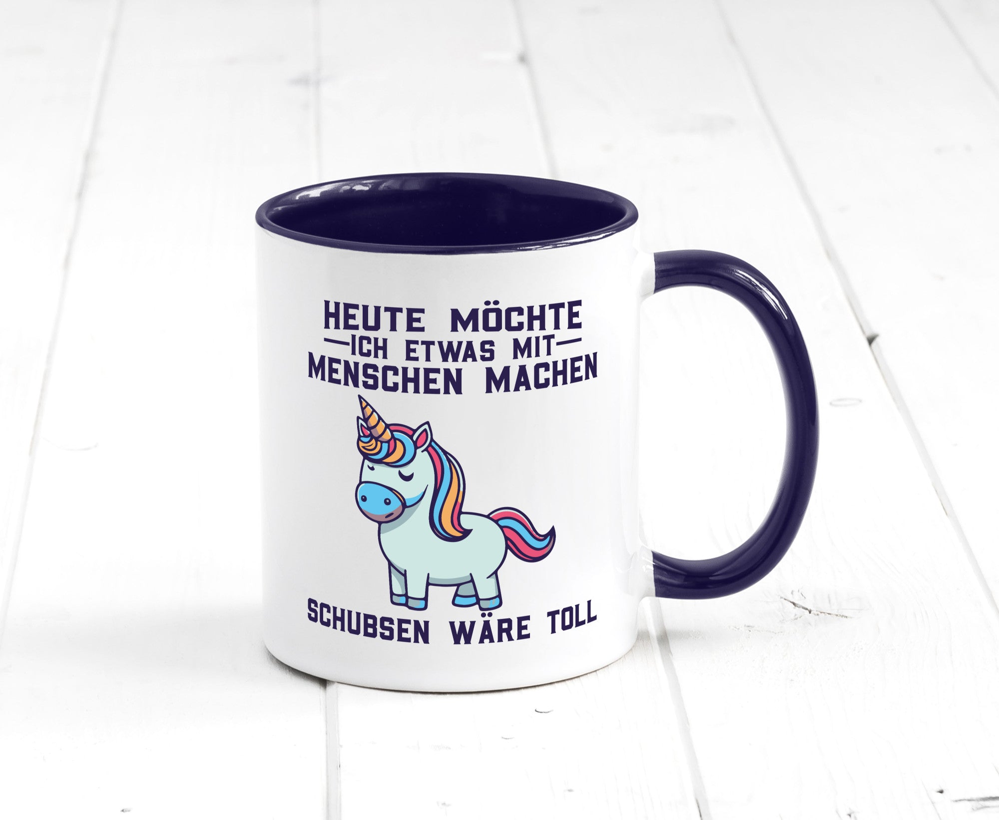 Heute möchte ich Menschen schubsen | Einhorn v2 Geschenk Humor Geschenkidee