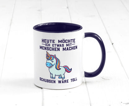 Heute möchte ich Menschen schubsen | Einhorn v2 Geschenk Humor Geschenkidee