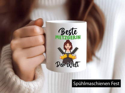 Beste Metzgerin | Fleischerin v2 lustig Humor Geschenkidee Geschenk Tasse