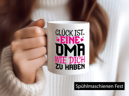 Glücklich dich zu haben Oma lustiger Spruch Geschenk Familie Geschenkidee Tasse