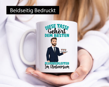 Im Universum: Flugbegleiter | Steward Flughafen Humor Geschenkidee Tasse