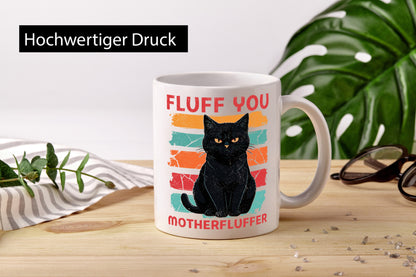 Fluff you Motherfluffer | Schwarze Katze Böse Humor Tierliebhaber Geschenkidee