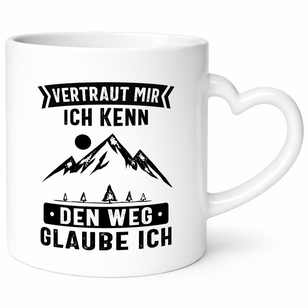 Vertraut mir, kenn den Weg | Berge Mond Bäume Humor Geschenkidee Tasse