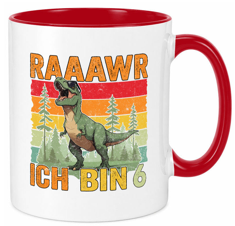 6. Geburtstag | 6 Jahre rarrrr ich bin Dinosaurier Humor Geschenkidee Tasse