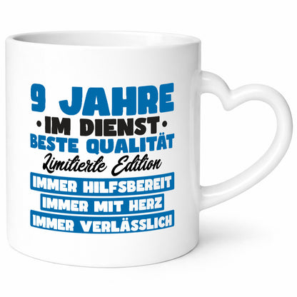 9 Jahre im Dienst | Jubiläum Arbeit v7 lustig Kollegen Büro Geschenk Tasse