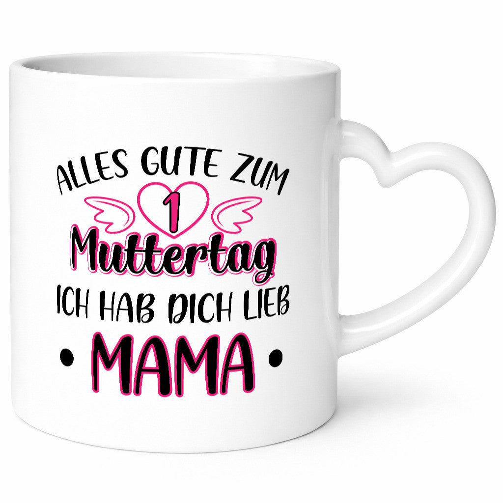 1. Muttertag, hab dich lieb, Mama | Herz Flügel Geschenk Familie Geschenkidee
