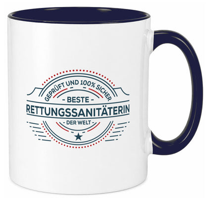 Geprüft und sicher: Rettungssanitäterin | Sanitäter Geschenkidee Humor Tasse