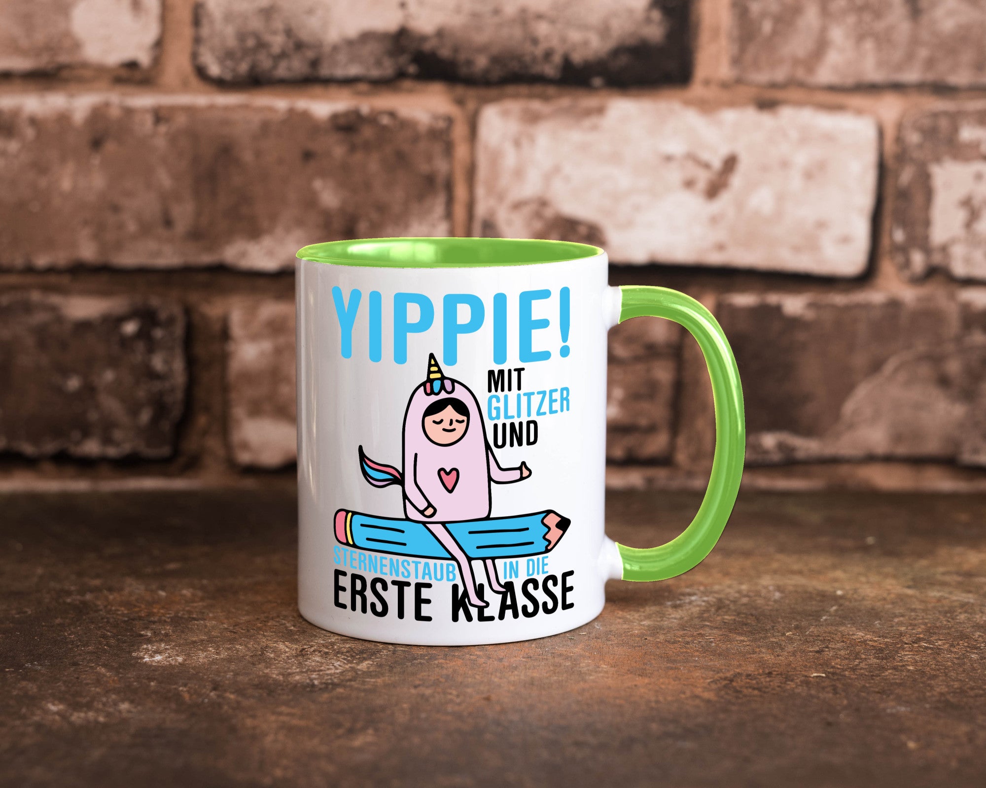 Mit Glitzer und Sternenstaub | Einschulung Einhorn lustiger Spruch Geschenk