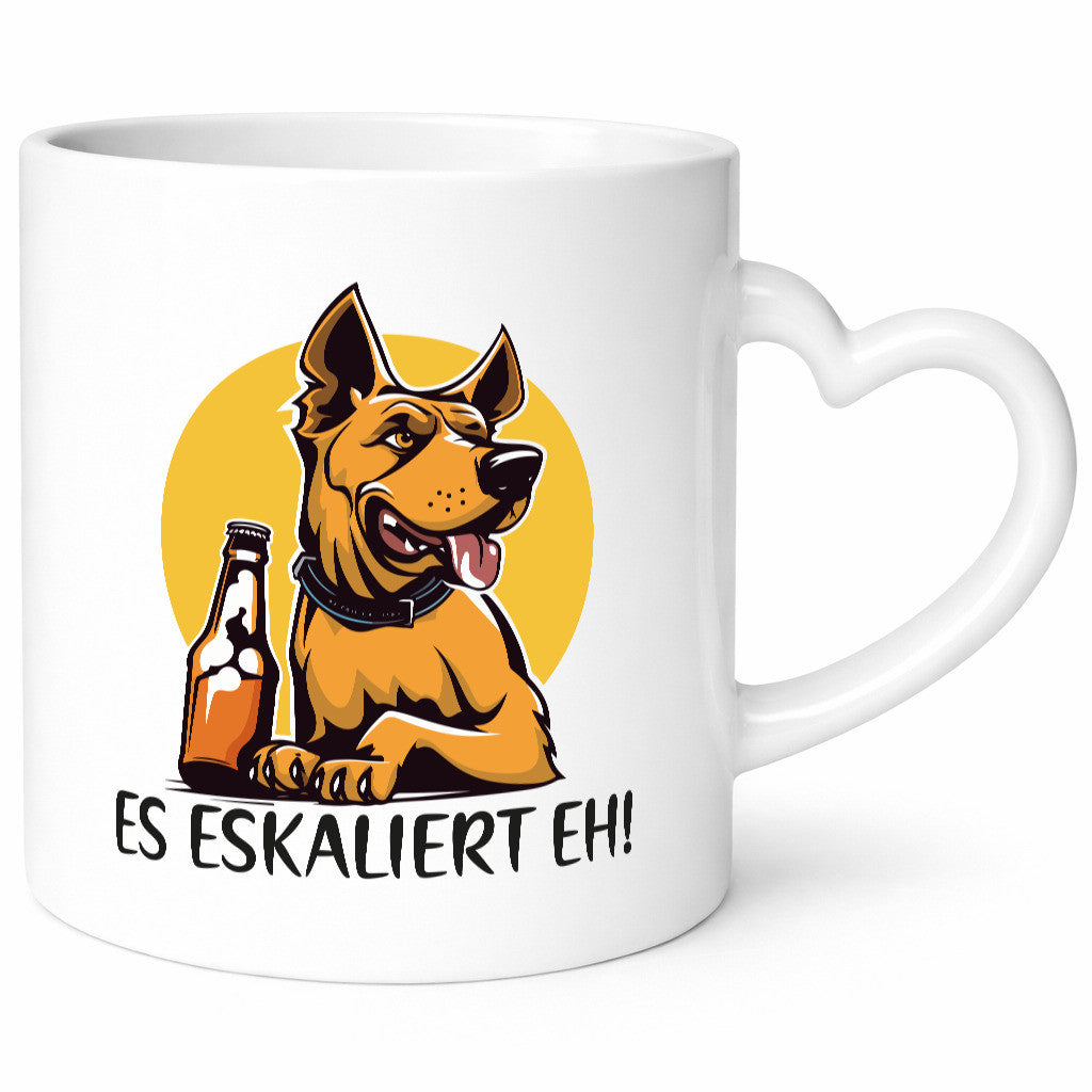 Es Eskaliert eh! | Hund Bier Hundeliebhaber Geschenkidee Tierliebhaber Humor Tasse