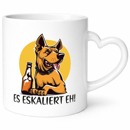 Es Eskaliert eh! | Hund Bier Hundeliebhaber Geschenkidee Tierliebhaber Humor Tasse