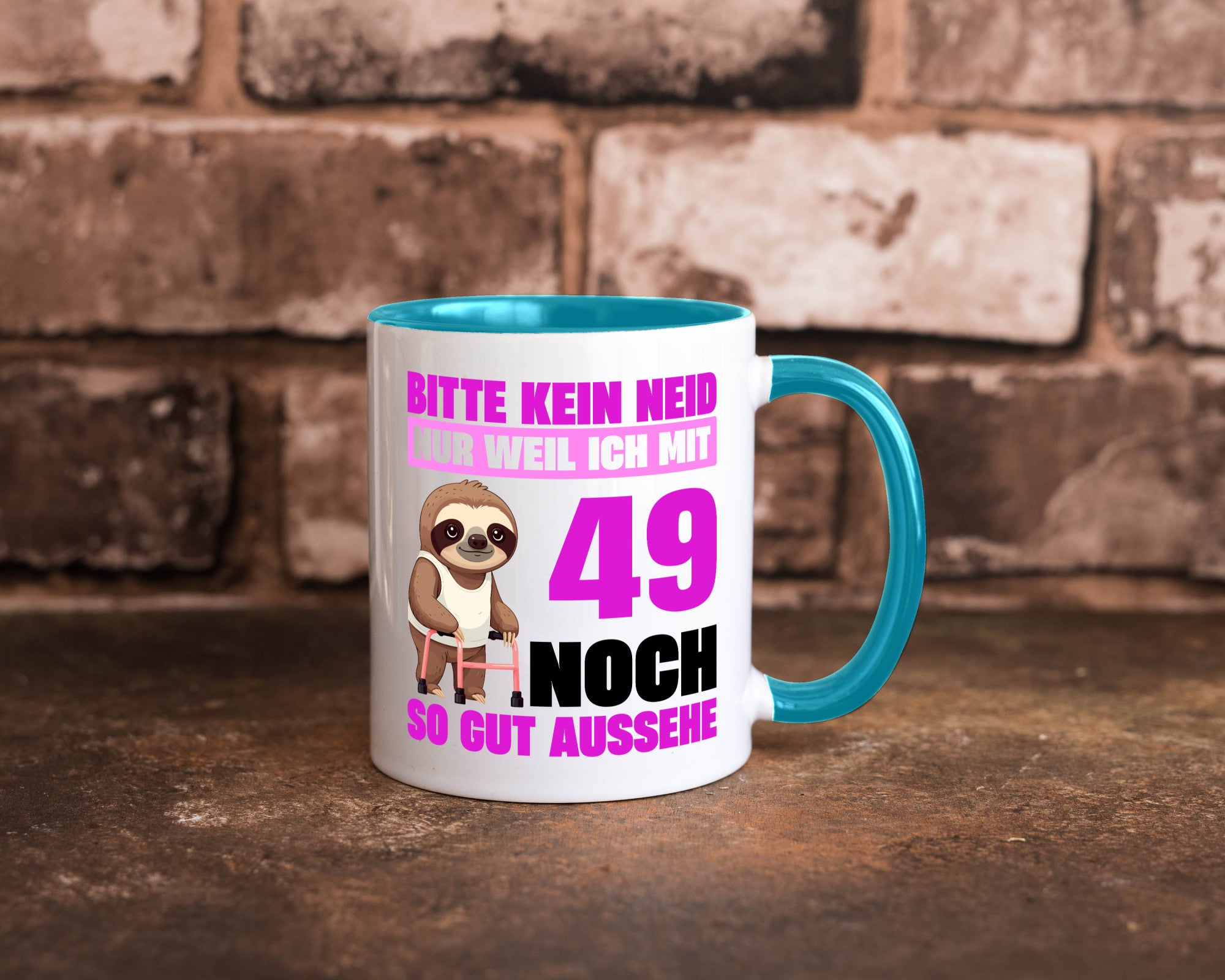 49. Geburtstag | Bitte kein neid Faultier 49 Jahre Humor Geschenkidee Tasse