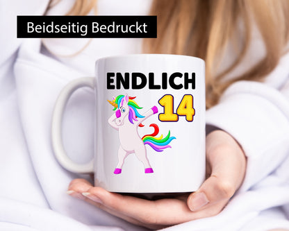 14. Geburtstag | endlich 14 Jahre Einhorn Mädchen Geschenkidee Humor Tasse