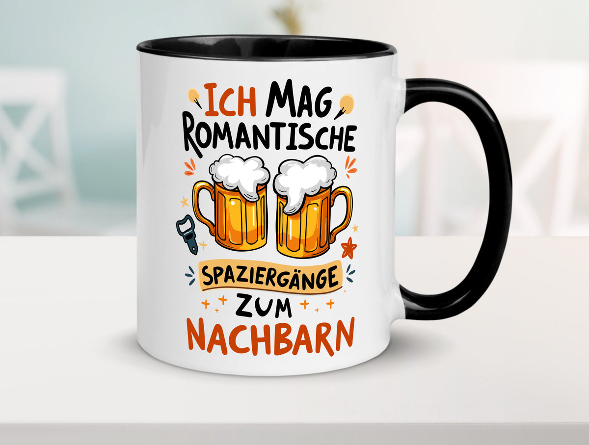 Spaziergang zum Nachbarn | Biertrinker Lieblingsnachbar v2 Humor Geschenkidee Tasse