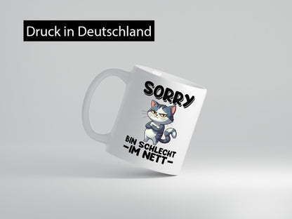 Sorry bin schleht im nett | Böse Katze Geschenkidee Tierliebhaber Humor Tasse