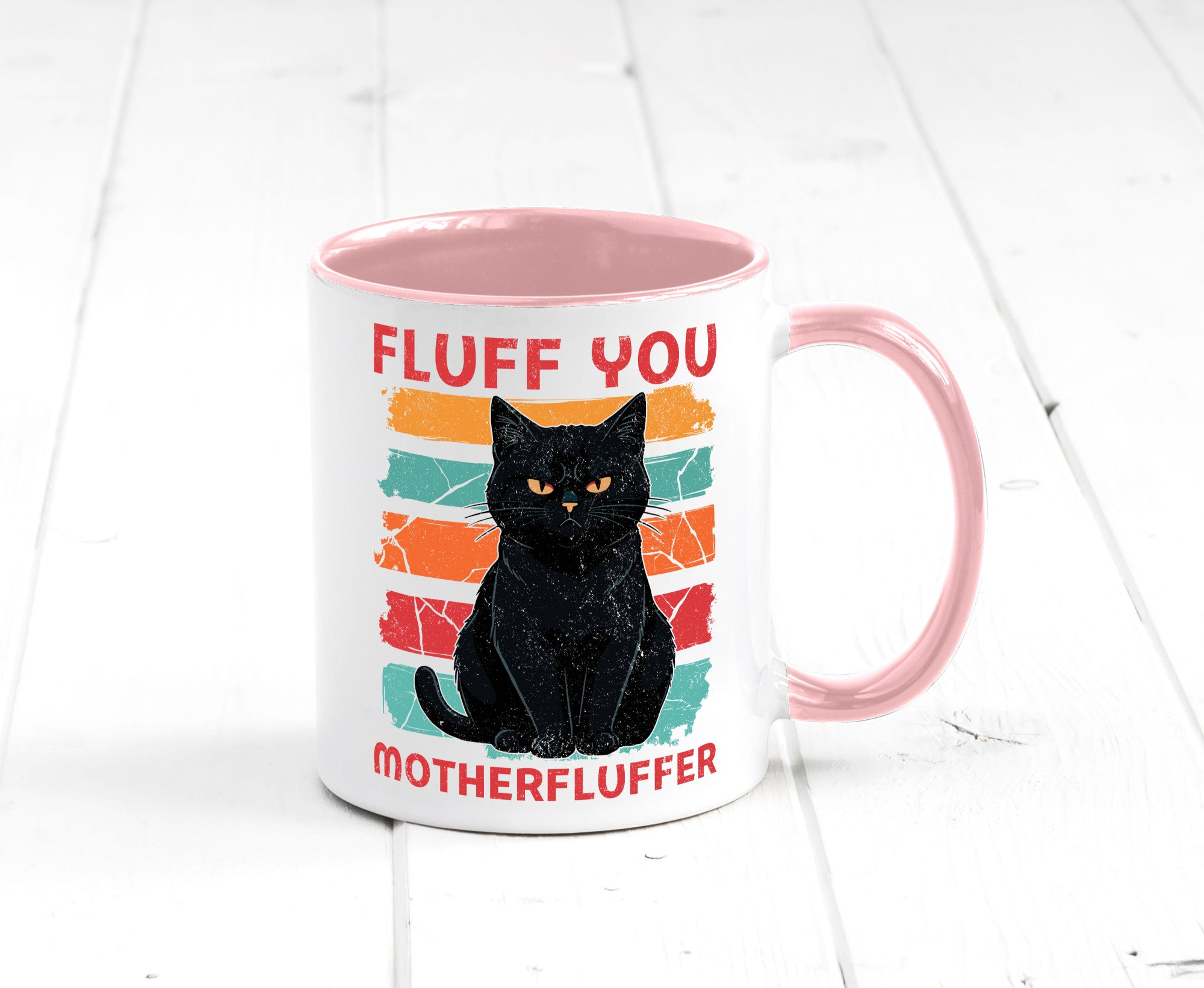 Fluff you Motherfluffer | Schwarze Katze Böse Humor Tierliebhaber Geschenkidee