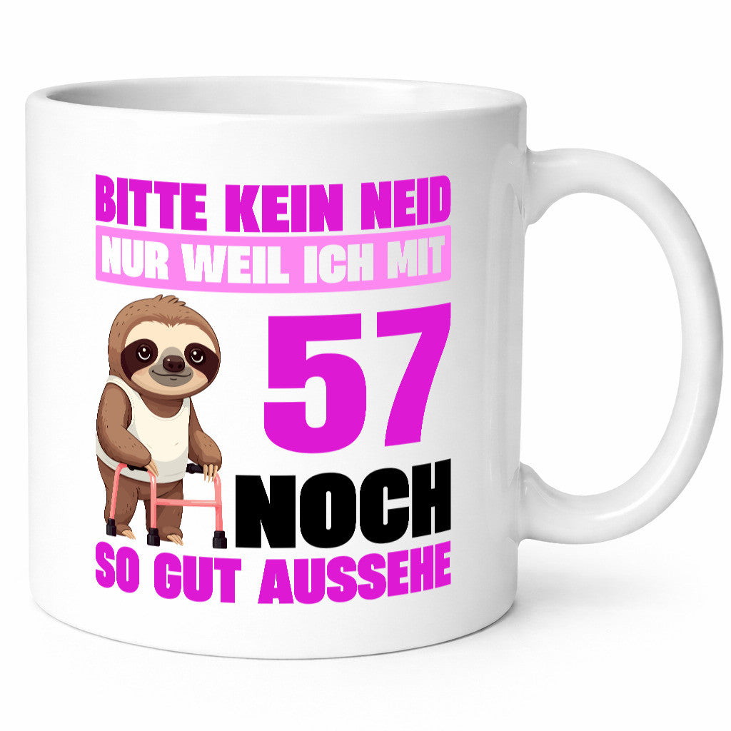 57. Geburtstag | Bitte kein neid Faultier 57 Jahre Humor Geschenkidee Tasse