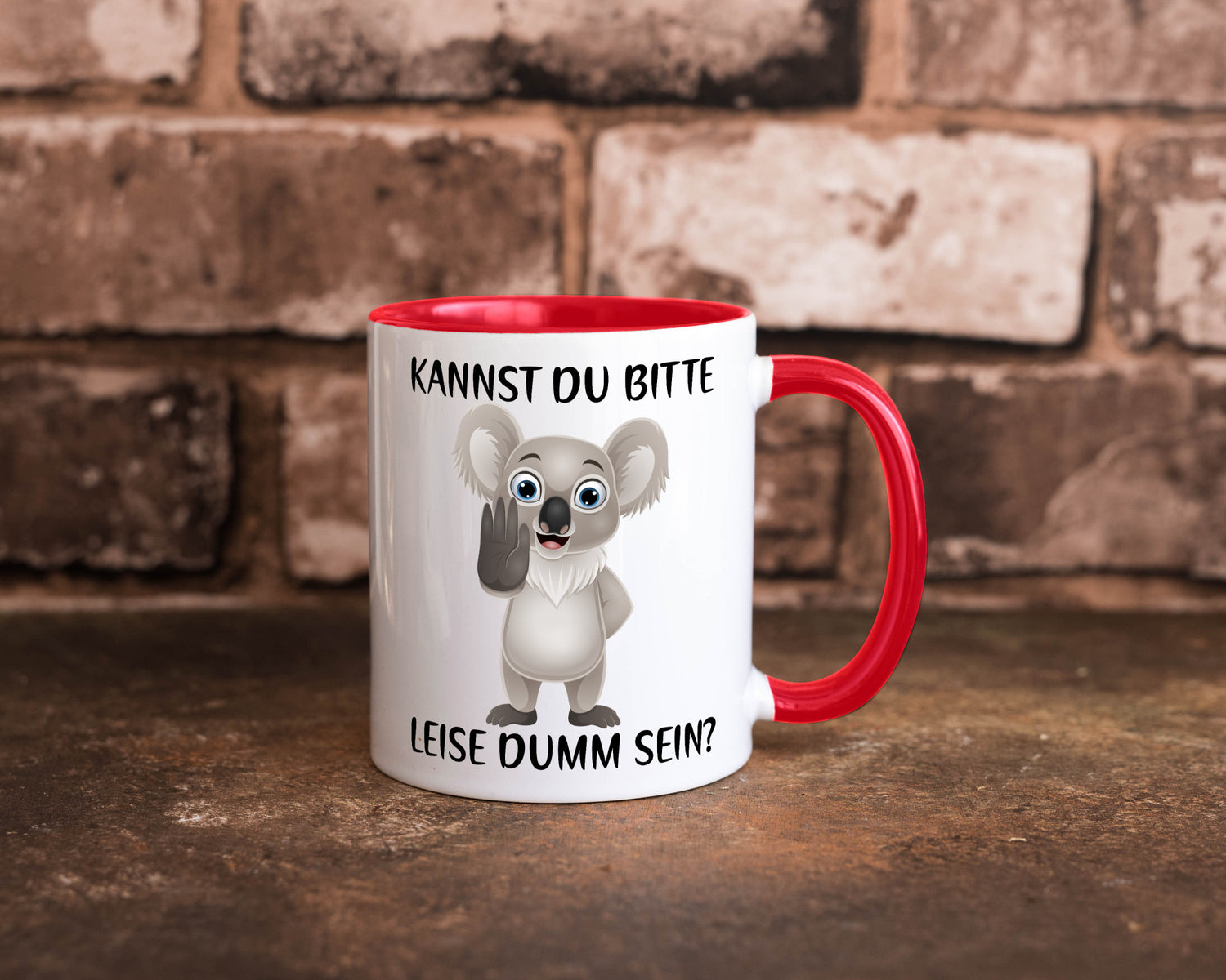 Bitte leise dumm sein | frecher Koala Flüstern Comic Humor Geschenkidee Tasse