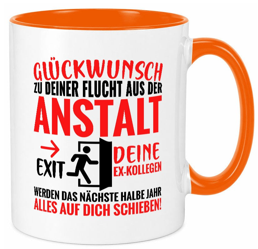 Glückwunsch zur Flucht | Abschied Arbeitskollegen Humor Arbeit Kollegen Büro Tasse