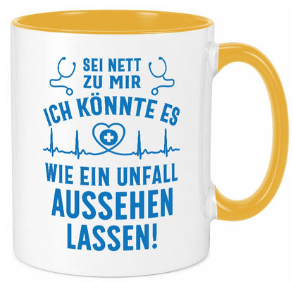 Sei nett, könnte wie ein Unfall aussehen | Stethoskop v3 lustig Humor Tasse