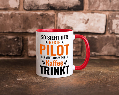 Kaffee trinkt: Pilot | Flugzeug Piloten lustiger Spruch Geschenk Humor
