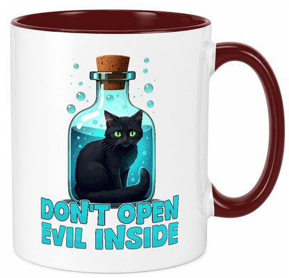 Dont open Evil inside | Böse Katze Schwarze Geschenkidee Tierliebhaber Humor Tasse
