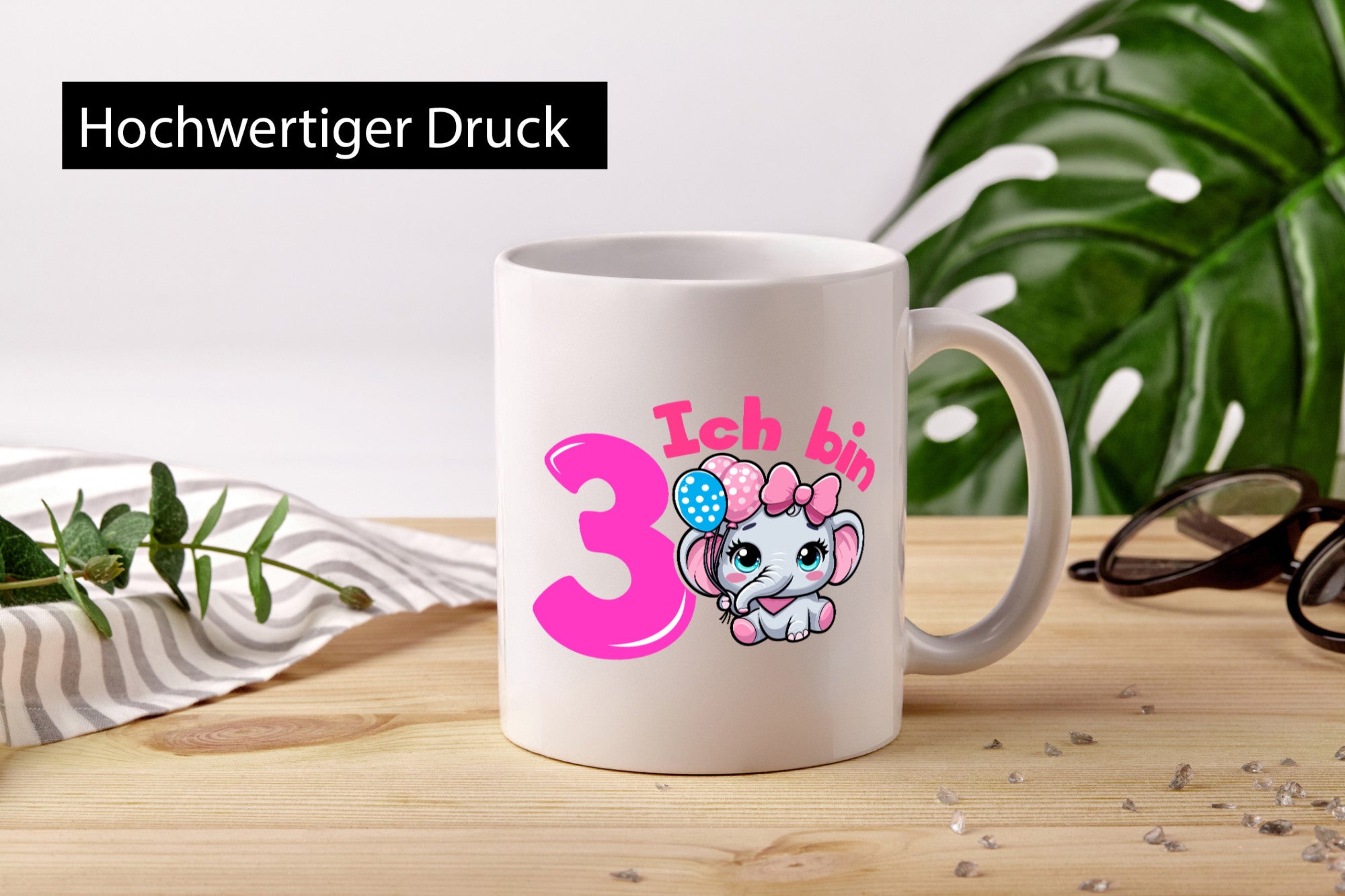 3. Geburtstag | 3 Jahre Elefant Mädchen lustig Geschenkidee Geschenk Tasse