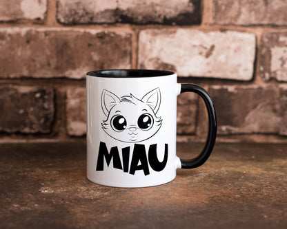 Miau | Katze Geschenkidee Tierliebhaber Humor Tasse