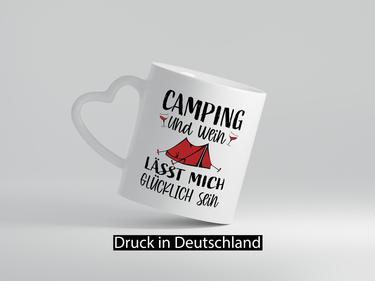 Camping und Wein, Glücklich sein | Zelt Geschenkidee Humor Tasse
