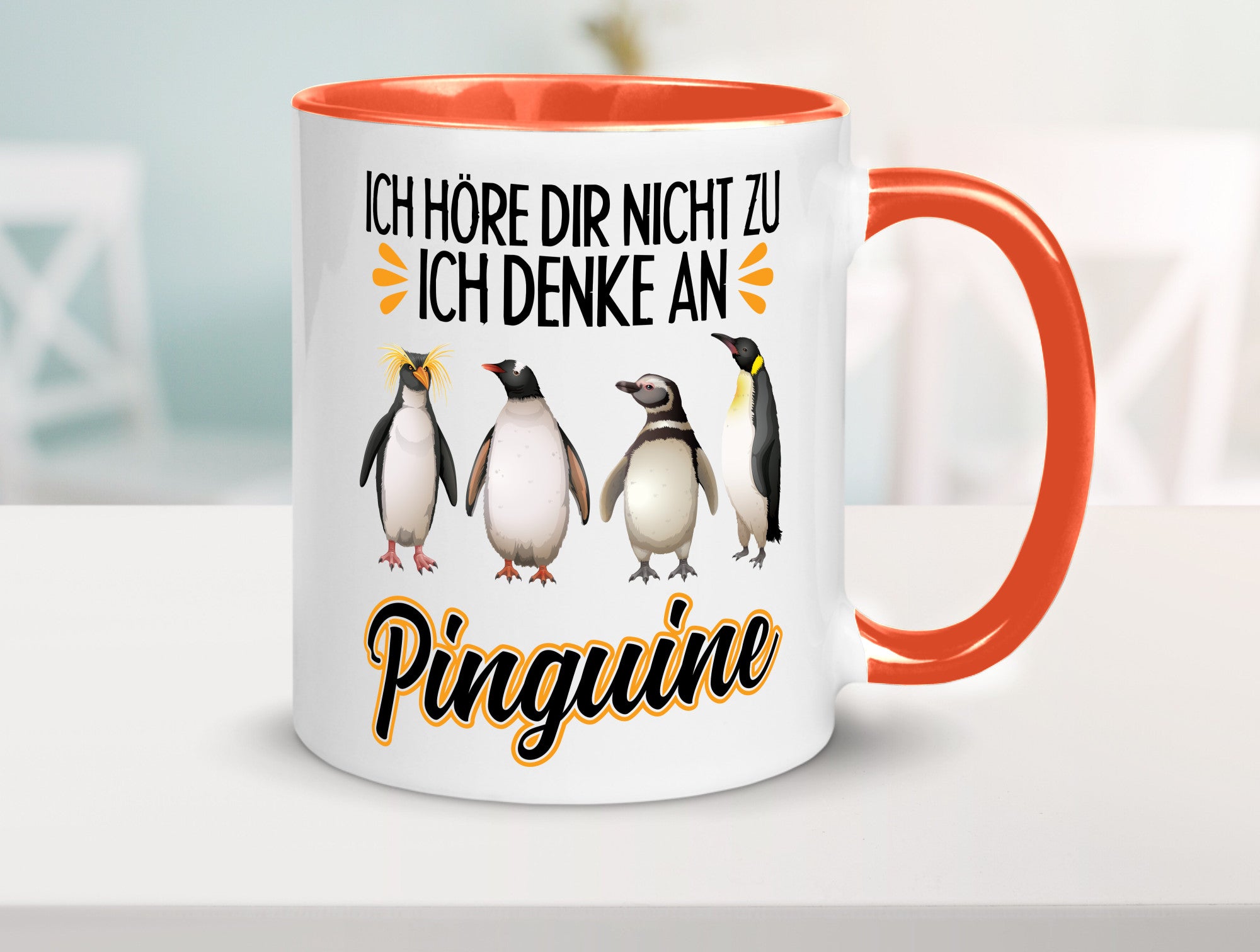 Ich denke an Pinguine Geschenkidee Humor Tasse