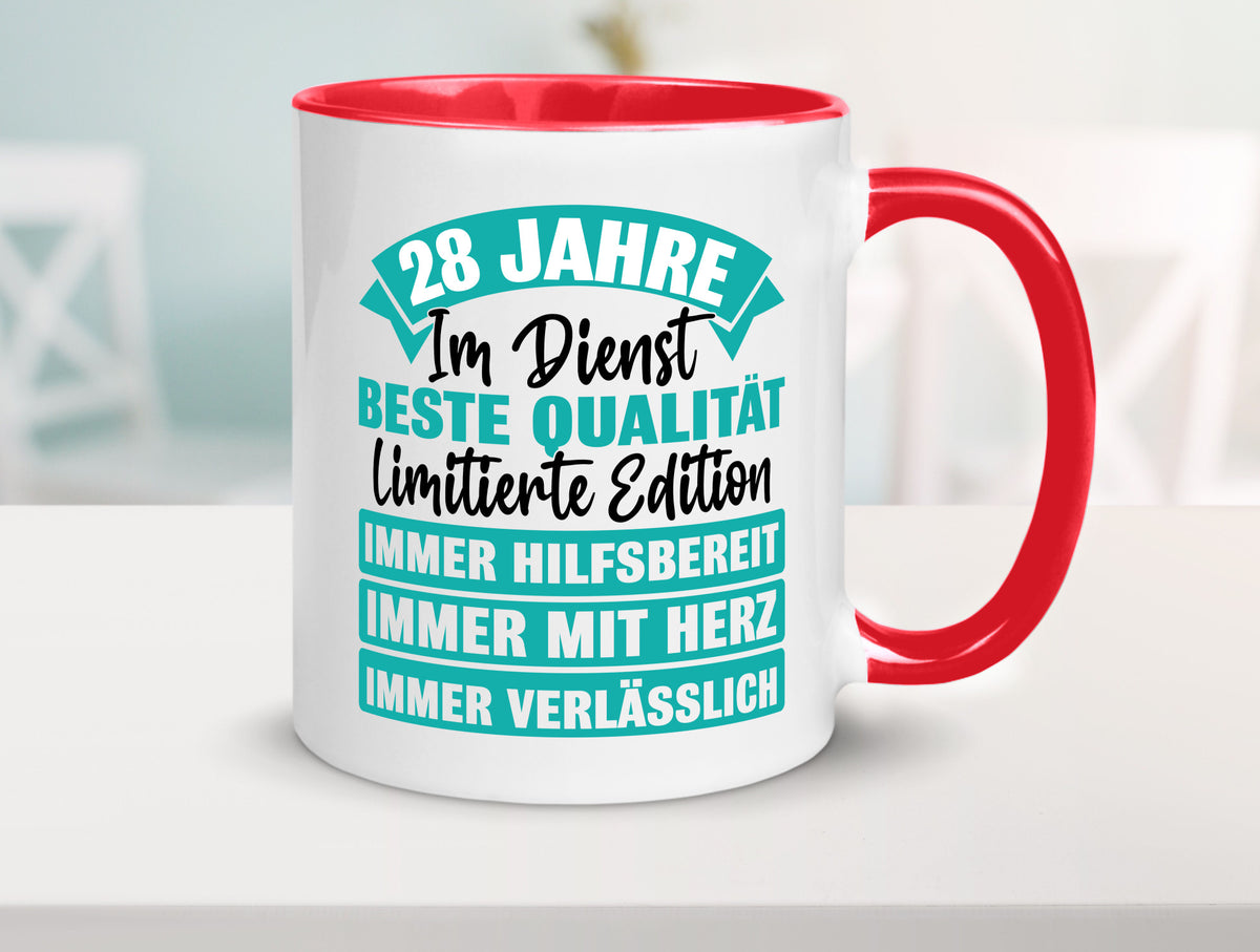 28 Jahre im Dienst | Jubiläum Arbeit lustig Kollegen Büro Geschenk Tasse