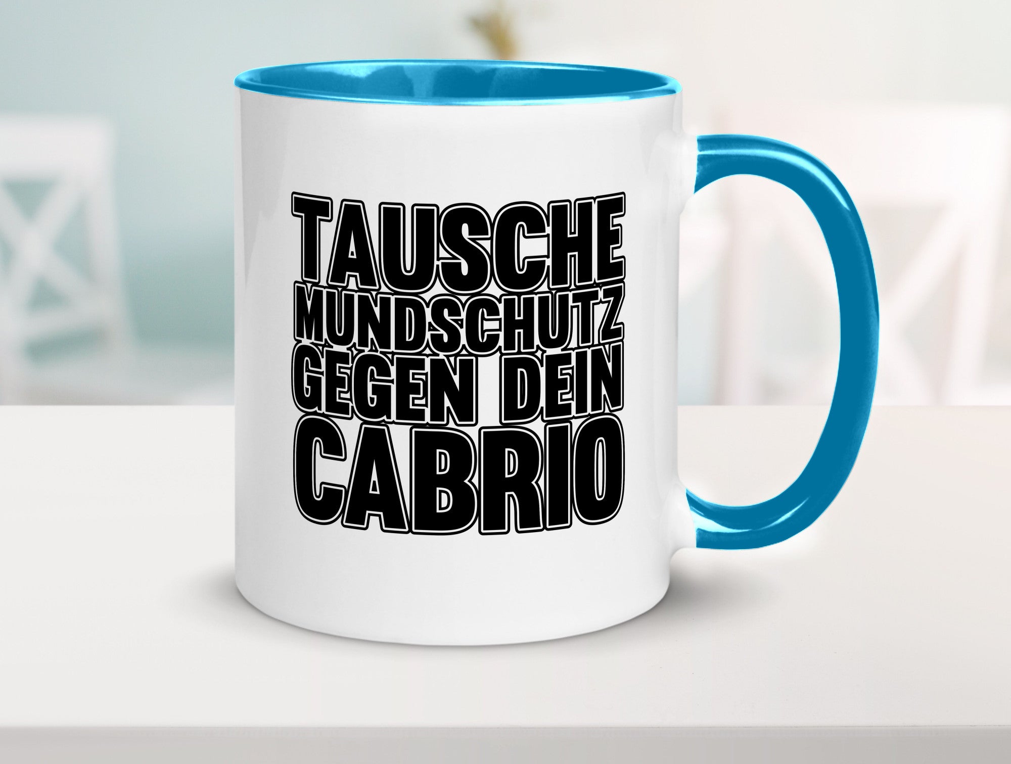 Tausche Mundschutz gegen Cabrio| | Cabrio Geschenkidee Humor Tasse