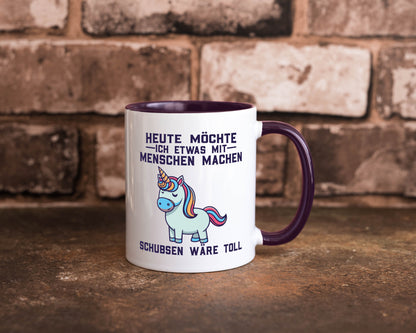 Heute möchte ich Menschen schubsen | Einhorn v2 Geschenk Humor Geschenkidee