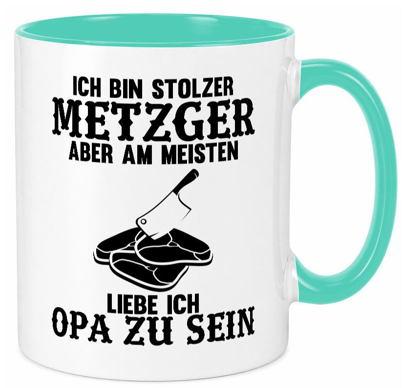 Stolzer Metzger, liebe es Opa zu sein | Fleisch Hackebeil lustiger Spruch Tasse