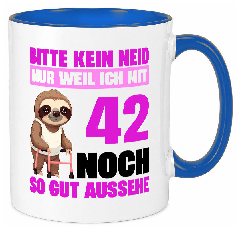 42. Geburtstag | Bitte kein neid Faultier 42 Jahre Geschenkidee Humor Tasse