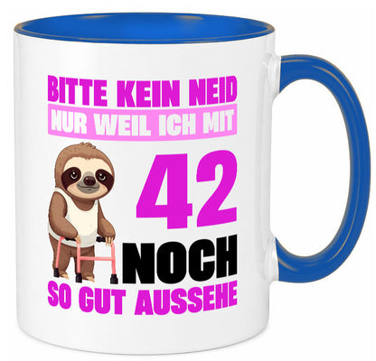 42. Geburtstag | Bitte kein neid Faultier 42 Jahre Geschenkidee Humor Tasse