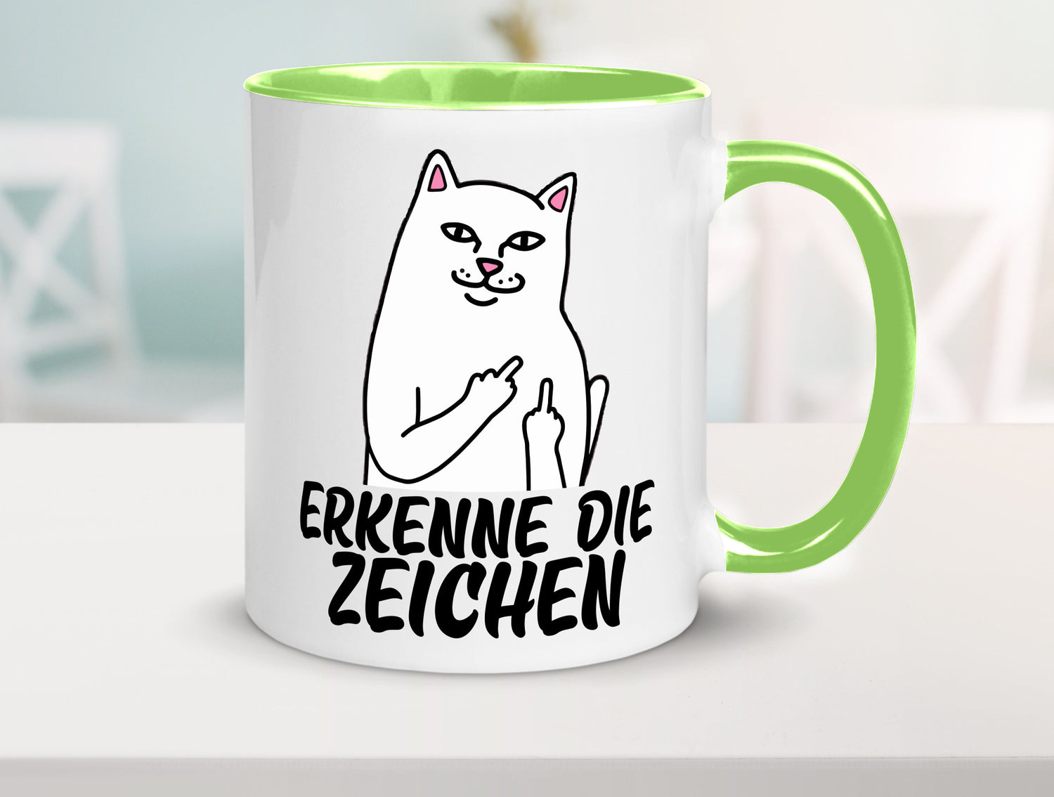Erkenne die Zeichen | Katze Schatten Mittelfinger Geschenk Tierliebhaber Humor