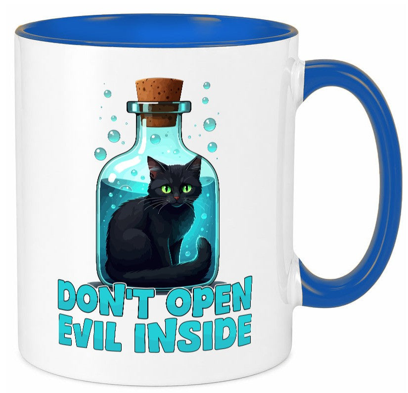 Dont open Evil inside | Böse Katze Schwarze Geschenkidee Tierliebhaber Humor Tasse