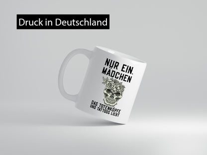 Mädchen |Tattoos und Totenköpfe | Tätowieren Rockabilly Humor Geschenkidee Tasse