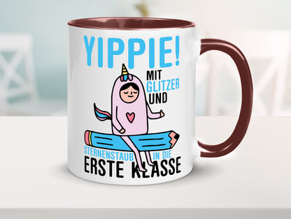 Mit Glitzer und Sternenstaub | Einschulung Einhorn lustiger Spruch Geschenk